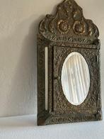 Spiegel- Hal kast met twee borstels - Glas, Hout, Messing -