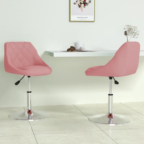 vidaXL Eetkamerstoelen draaibaar 2 st fluweel roze, Huis en Inrichting, Stoelen, Nieuw, Verzenden