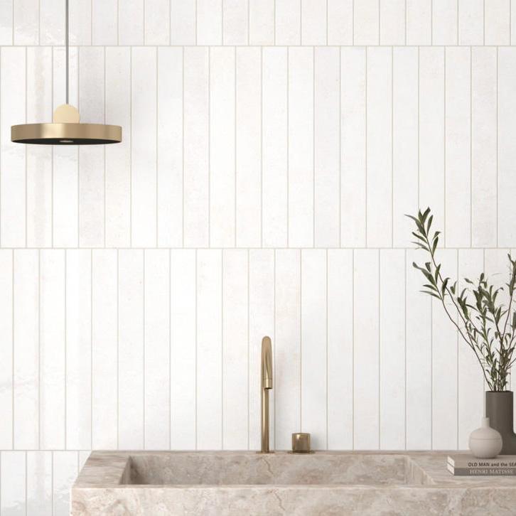 Wandtegel verticale handvorm clean wit 5x40 wandtegel, Doe-het-zelf en Verbouw, Tegels, Wandtegels, Nieuw, 10 m² of meer, Keramiek