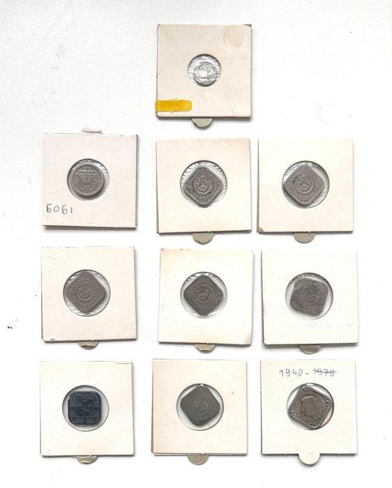 Nederland, Nederlands-Indië. Lot van 36 munten: Zinken, Postzegels en Munten, Munten | Nederland