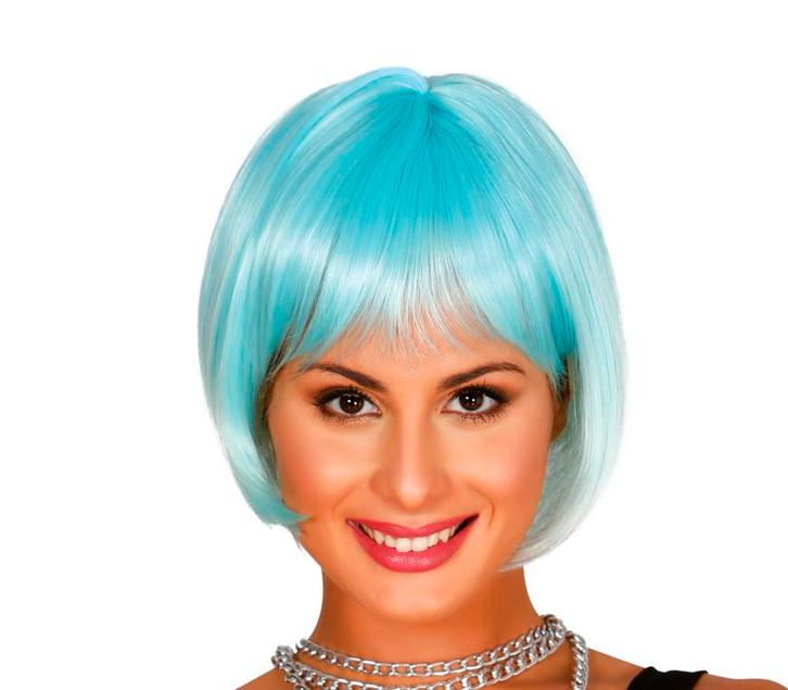 Turquoise Pruik Kort Haar, Hobby en Vrije tijd, Feestartikelen, Nieuw, Verzenden