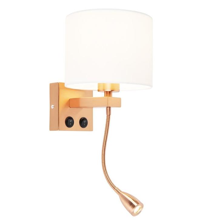 Art deco wandlamp koper met witte kap - Brescia, Huis en Inrichting, Lampen | Wandlampen, Nieuw, Overige materialen