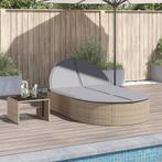 vidaXL Ligbed 2-persoons met kussens poly rattan beige, Tuin en Terras, Ligbedden, Verzenden, Nieuw