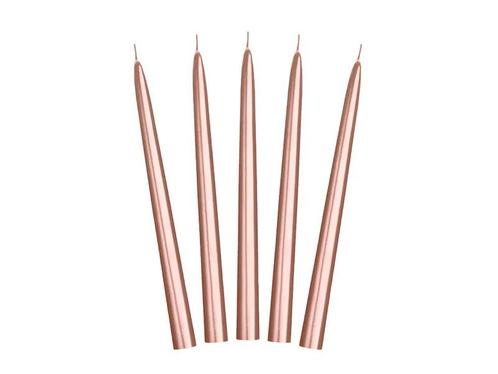 Kaarsen Rose Goud Metallic 24cm 10st, Hobby en Vrije tijd, Feestartikelen, Nieuw, Verzenden