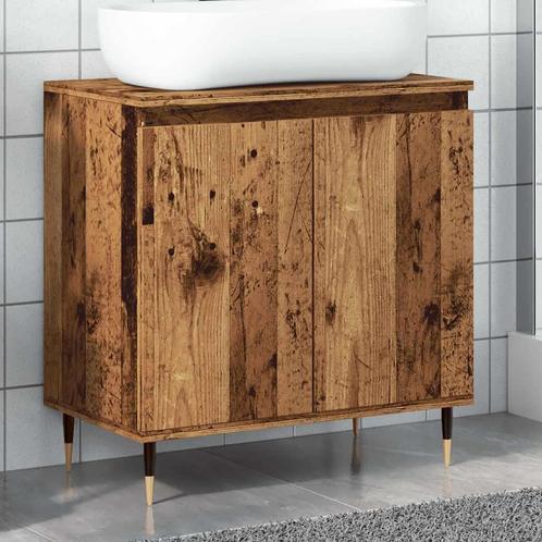 vidaXL Badkamerkast 58x33x60 cm bewerkt hout oud houtkleurig, Huis en Inrichting, Badkamer | Badkamermeubels, Nieuw, Verzenden