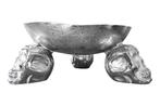 Design fruitschaal SKULL 35cm zilveren aluminium, Ophalen of Verzenden, Nieuw