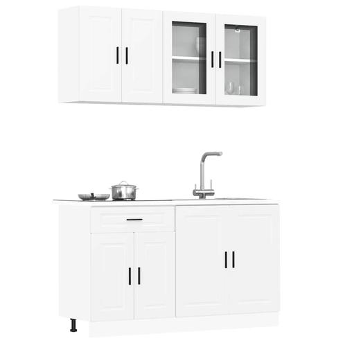vidaXL 4-delige Keukenkastenset Porto bewerkt hout wit, Huis en Inrichting, Keuken | Keukenelementen, Wit, Nieuw, Verzenden
