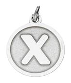 Zilveren Letter X rond mat en glans kettinghanger, Verzenden, Nieuw