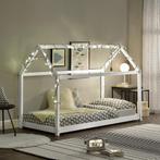 Kinderbed houten bed huisbed grenen 90x200 cm wit, Nieuw, Verzenden