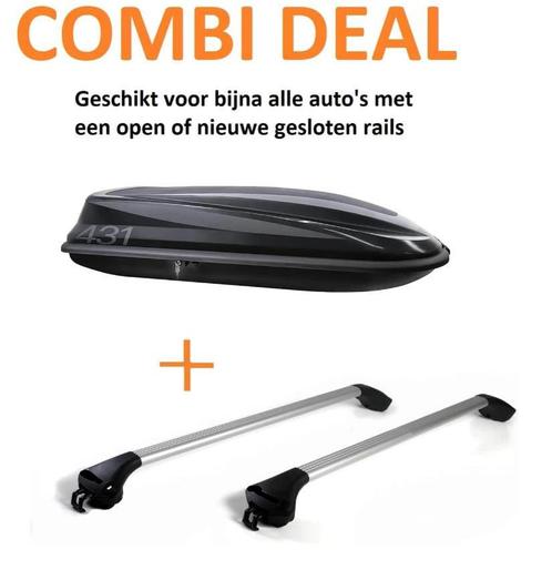 Dakkoffer 431Liter sport + dakdragers €359,99 Combideal!, Auto diversen, Dakkoffers, Nieuw, Ophalen of Verzenden