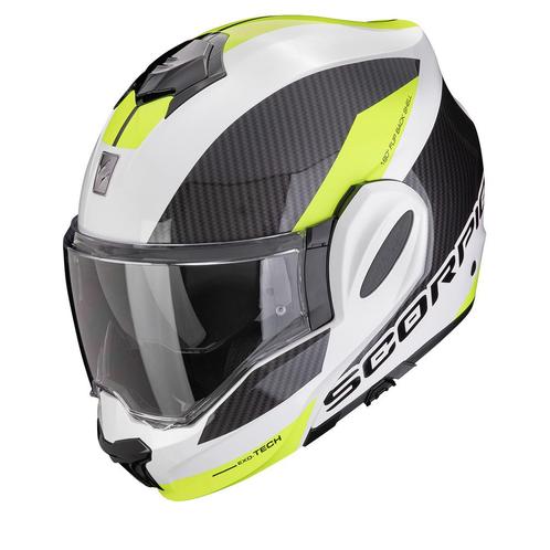 Scorpion Exo-Tech Evo Team Wit-Neon Geel Systeemhelm, Motoren, Kleding | Motorhelmen, Systeemhelm, Heren, XS, Nieuw met kaartje
