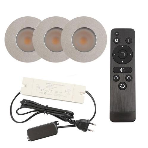 3 geborsteld Chroom veranda inbouwspots Dico, IP65, incl., Tuin en Terras, Buitenverlichting, Nieuw, Ophalen of Verzenden