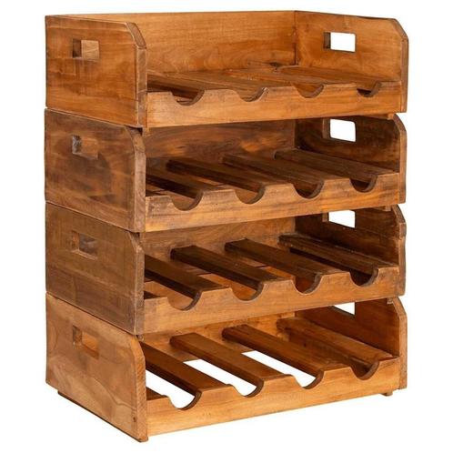 Mahonie Wijnrek Set voor 16 Flessen | Tweedekansje | OP=OP, Huis en Inrichting, Woonaccessoires | Wijnrekken, Minder dan 50 cm
