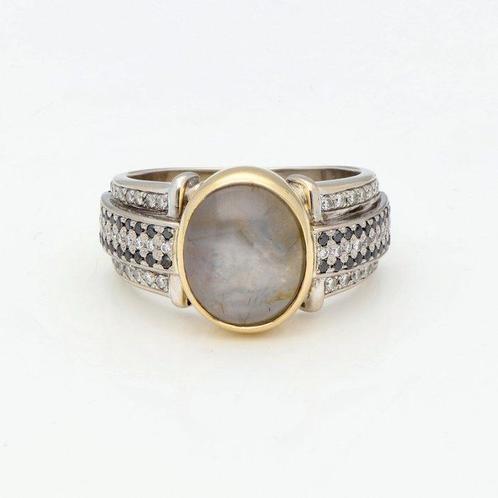 Ring - 14 karaat Witgoud Stersaffier - Diamant, Sieraden, Tassen en Uiterlijk, Ringen