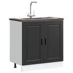 vidaXL Spoelbakonderkast Porto 80x46x81,5 cm bewerkt hout, Huis en Inrichting, Keuken | Keukenelementen, Verzenden, Nieuw, Zwart