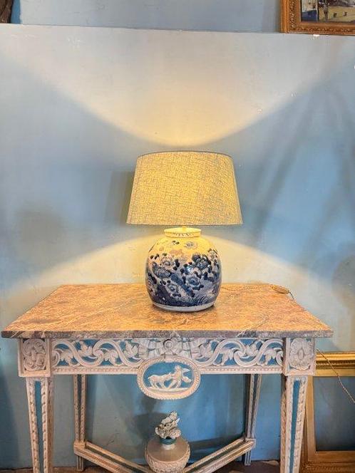 Tafellamp - Porselein, Linnen - Vase lamp, Antiek en Kunst, Kunst | Designobjecten