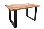 Massieve eettafel IRON CRAFT 120cm mangohout zwart ijzeren, Ophalen of Verzenden, Nieuw