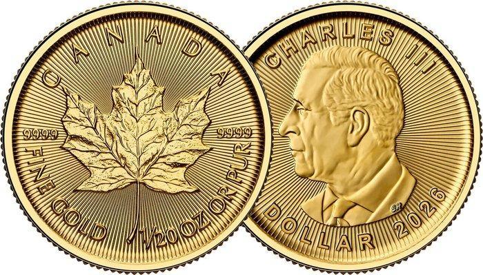 1/20 Ounce - Goud .999 - 2026 - Maple Leaf fine gold, Postzegels en Munten, Edelmetalen en Baren