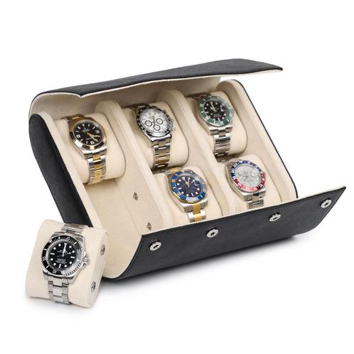 Timezone - Leren Watchroll voor 6 Horloges - Reisetui, Sieraden, Tassen en Uiterlijk, Horloges | Antiek, Verzenden