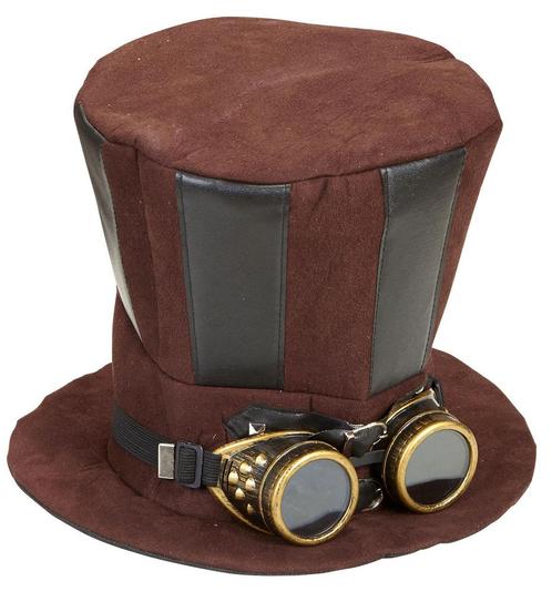 Hoed Steampunk Hoog Met Bril, Hobby en Vrije tijd, Feestartikelen, Nieuw, Verzenden