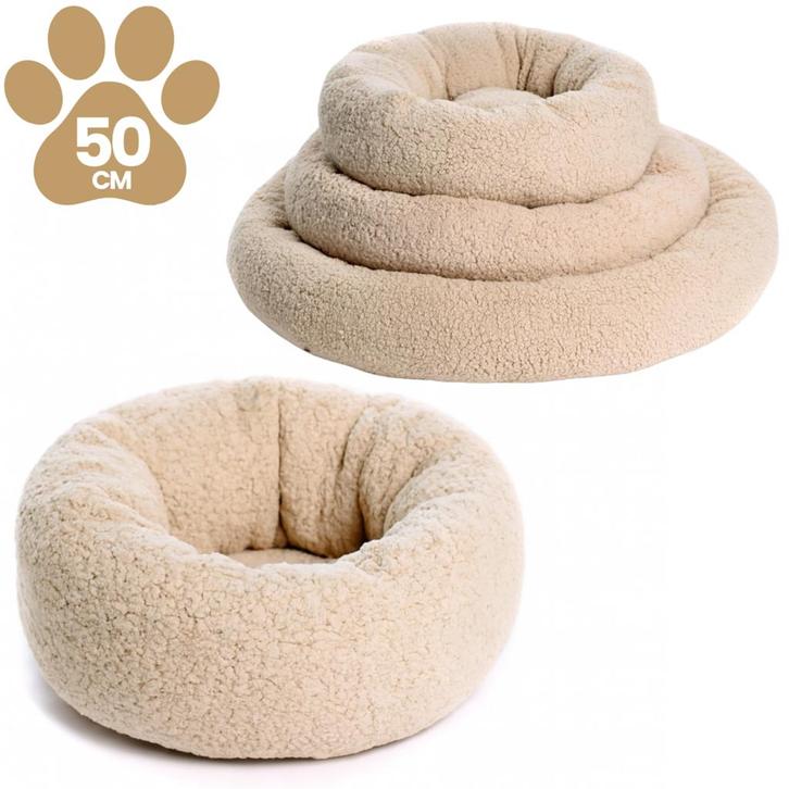 Donut Teddy 50cm Beige (Hondenmand), Dieren en Toebehoren, Hondenmanden, Nieuw, Overige, Ophalen of Verzenden