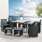 Polyrotan eetset - Baracoa L - 9-delig - Zwart, Tuin en Terras, Verzenden, Nieuw