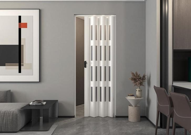 Luxe Balci Yara vouwdeur met glas in kleur wit BxH 87x214 cm, Doe-het-zelf en Verbouw, Deuren en Horren, Vouwdeur, Nieuw, Glas