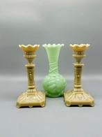 Opaline glass Candelholders & Vase France - Kandelaar (3) -, Antiek en Kunst, Antiek | Glas en Kristal