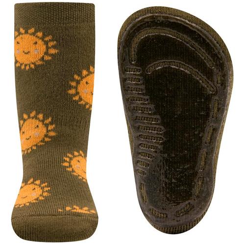 Antislipsok Ewers - Olijfgroen met Warm Gele Vrolijke Zonnen, Kinderen en Baby's, Kinderkleding | Schoenen en Sokken, Meisje, Nieuw