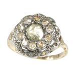 Ring - 14 karaat Geel goud, Zilver - Diamant - Vintage