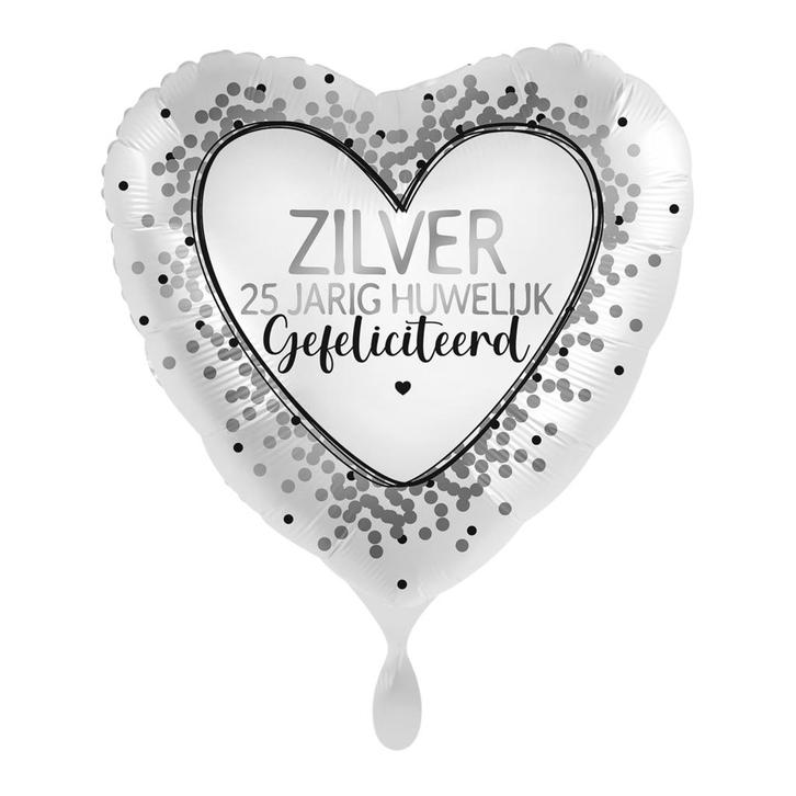 25 Jaar Getrouwd Helium Ballon Zilver Leeg 43cm, Hobby en Vrije tijd, Feestartikelen, Nieuw, Verzenden