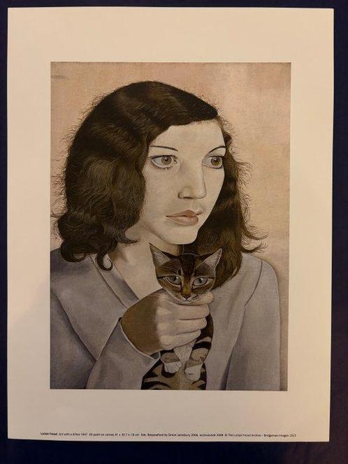 Lucian Freud - Girl with a Kitten / 1947., Antiek en Kunst, Kunst | Tekeningen en Foto's