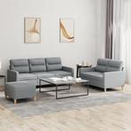 vidaXL 3-delige Loungeset met kussens stof lichtgrijs, Huis en Inrichting, Verzenden, Nieuw, Vierpersoons of meer, Stof