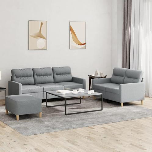 vidaXL 3-delige Loungeset met kussens stof lichtgrijs, Huis en Inrichting, Banken | Bankstellen, Nieuw, Stof, Vierpersoons of meer