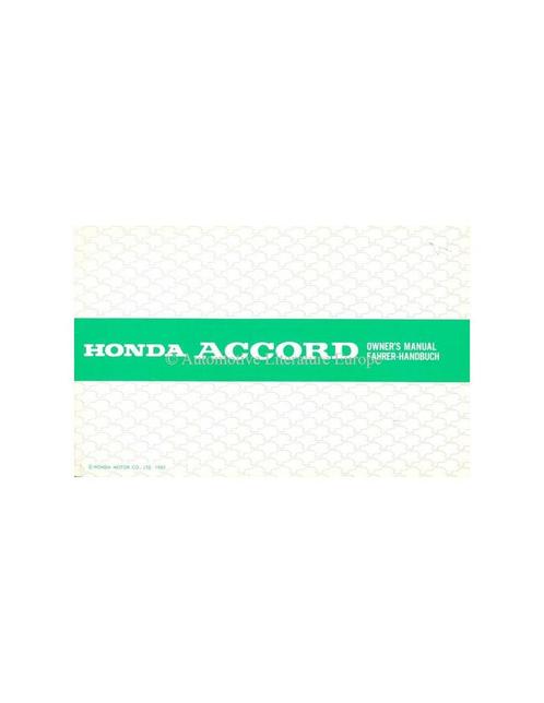 1985 HONDA ACCORD INSTRUCTIEBOEKJE, Auto diversen, Handleidingen en Instructieboekjes