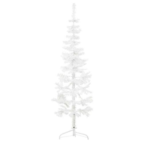 vidaXL Kunstkerstboom half met standaard smal 120 cm wit, Diversen, Kerst, Nieuw, Verzenden