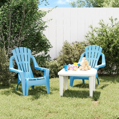 Kinder Tuinstoelen Blauw - retourdeal - Hout-look -41%!, Tuin en Terras, Tuinstoelen, Nieuw, Kunststof, Ophalen of Verzenden