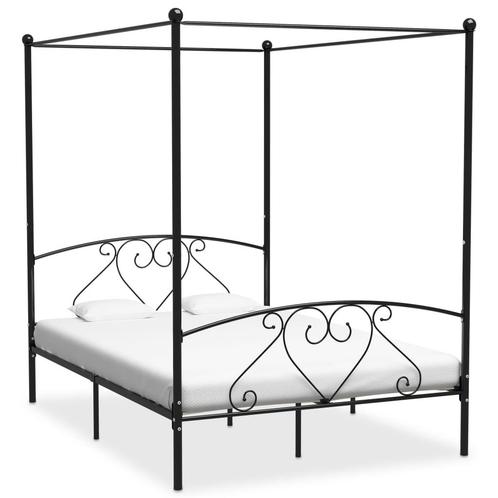 vidaXL Hemelbedframe metaal zwart 160x200 cm, Huis en Inrichting, Slaapkamer | Bedden, 160 cm, 200 cm, Zwart, Tweepersoons, Nieuw