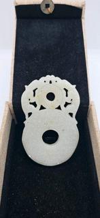 Amulet hanger dubbele draak Hongshan en cicade in, Antiek en Kunst