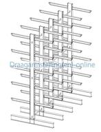 Draagarmstelling dubbel 4,0 m hoog en 1,2 m diep met 6 niv., Ophalen of Verzenden