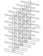 Draagarmstelling dubbel 4,0 m hoog en 1,2 m diep met 6 niv., Ophalen of Verzenden