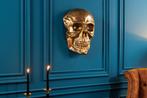 Exclusief wandsculptuur SKULL XXL 40cm gouden decoratieve, Huis en Inrichting, Woonaccessoires | Overige, Nieuw, Ophalen of Verzenden