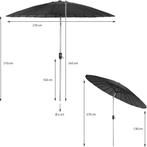 Parasol Shanghai - 270cm - zwart, Tuin en Terras, Ophalen of Verzenden, Nieuw