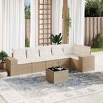 vidaXL 7-delige Loungeset met kussens poly rattan beige, Verzenden, Nieuw, Rotan, Loungeset