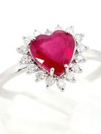 Ring - 18 karaat Witgoud Robijn - Diamant, Sieraden, Tassen en Uiterlijk, Ringen, Nieuw