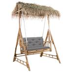 vidaXL Schommelbank 2-zits met palmbladeren en kussen 202 cm, Verzenden, Nieuw, Hout