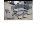Loungeset 3-delig Brown Wicker / Donker Blauwe Kussens