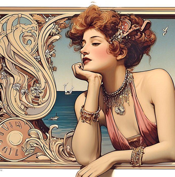 CARCANVAS_IT - Panoramic Art deko vintage gulf of Naples cm, Antiek en Kunst, Curiosa en Brocante