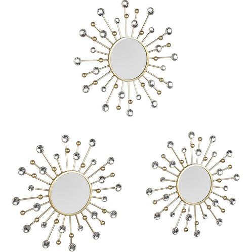 Spiegel Set - Trion Melis - Ø25.5cm - 3 Stuks Hangspiegels, Huis en Inrichting, Woonaccessoires | Spiegels, Nieuw, Ophalen of Verzenden