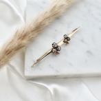 Antiek gouden broche met diamanten; ca. 0,40 ct., Sieraden, Tassen en Uiterlijk, Broches, Gebruikt, Overige kleuren, Ophalen of Verzenden